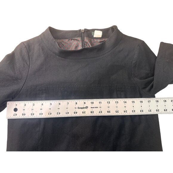 SOLD Vintage J.Crew Wool Sheath Dress Women 6 Black A-Line Lined High Neck - Picture 5 of 16